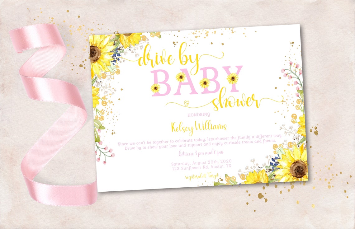 Sunflower Drive by Girl Baby Shower Invitation Template Etsy