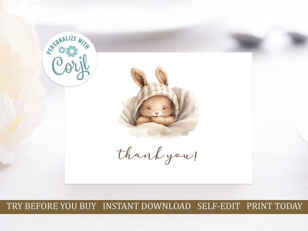 Some Bunny is on the Way Baby Shower Thank You Card Template Bunny ...