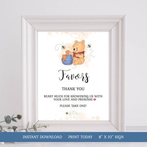 Winnie the Pooh Favors Please Take One Sign Winnie the Pooh Shower/Birthday Thank You sign Honey Pot Honeybees INSTANT DOWNLOAD Printable hp