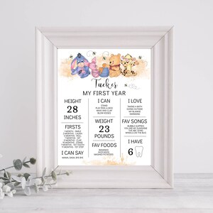 Winnie the Pooh 1st Birthday Milestone Board, EDITABLE (digital ...