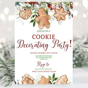 Christmas Cookie Decorating Party Invitation Template Cookie Exchange Party Cookie Swap EDITABLE INSTANT DOWNLOAD Printable Invite