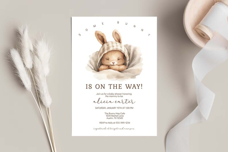 Bunny Baby Shower Invitation Template: Editable Printable (Instant Download) image 3