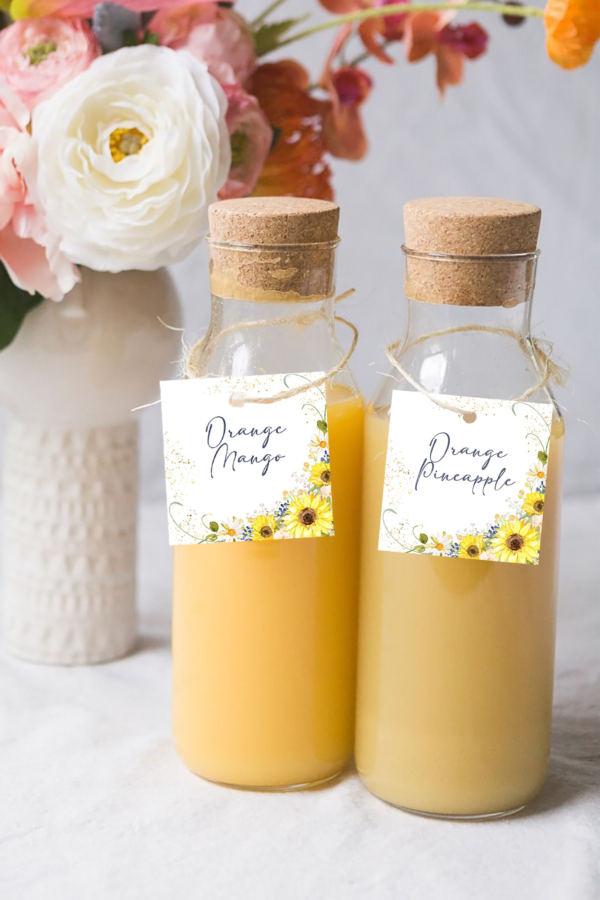 Sunflower Juice Tag Template Mimosa Bar Juice Tags Sunflower Etsy