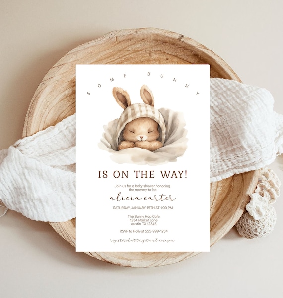 Bunny Baby Shower Invitation Template: Editable Printable (Instant Download)