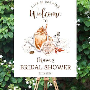 Boho Love is Brewing Bridal Shower Welcome Sign Template Coffee Theme Shower Espresso Boho Floral EDITABLE INSTANT DOWNLOAD cb