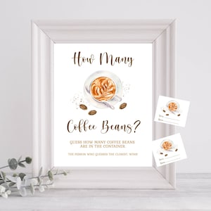 Combien de grains de café y a-t-il dans le pot ? Jeu de décoration pour baby shower/Douche nuptiale/enseigne Café Shower/Brunch Douche expresso TÉLÉCHARGEMENT IMPRIMABLE cb