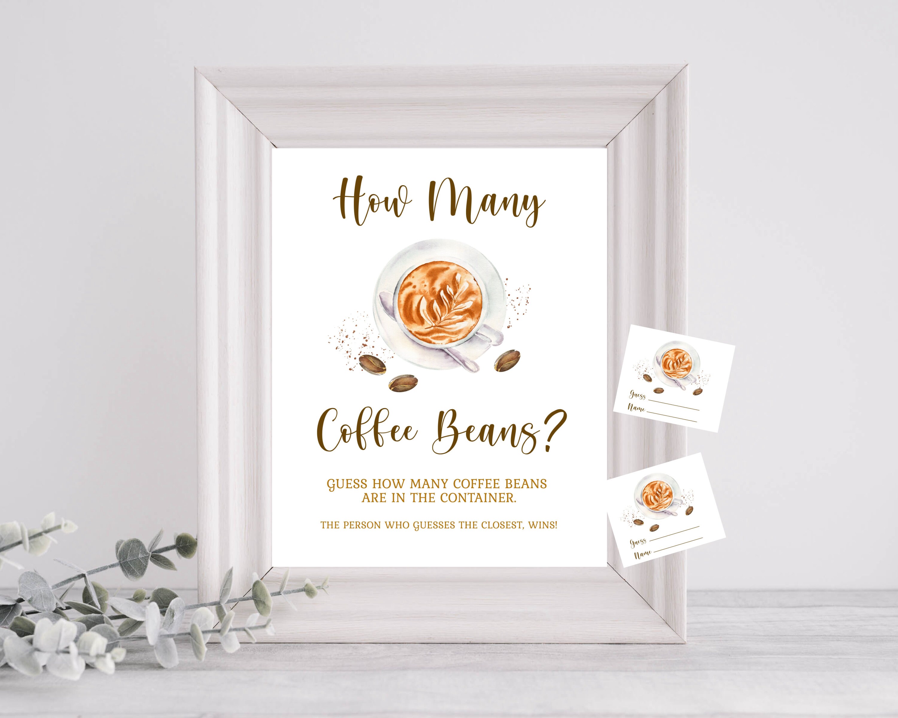 How Many Coffee Beans are in the Jar? Baby/Bridal Shower Game/Sign Decor Coffee Shower/Brunch Espresso Shower INSTANT DOWNLOAD PRINTABLE cb