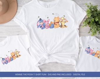 Winnie the Pooh and Friends Digital Image SVG & PNG Digital File T-shirt Graphic Tote Bag Graphic Winnie the Pooh Event Instant Download hp