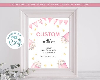 She's Ready to Pop Sign Template: Baby Girl Shower Decor (Digital Download)