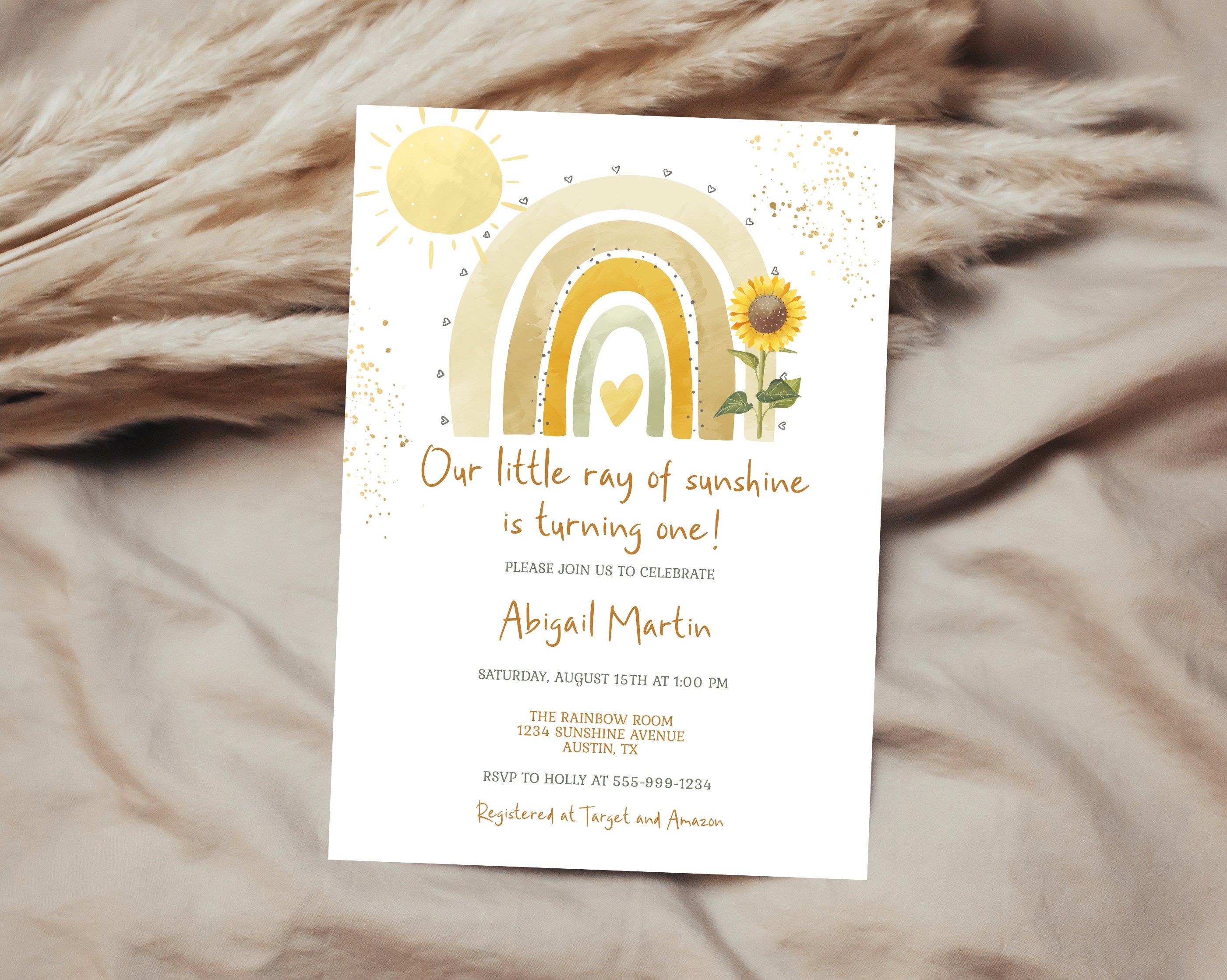Our Little Ray of Sunshine is Turning One Birthday Invitation Etsy