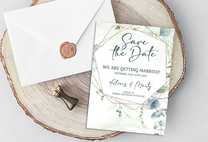 Eucalyptus Greenery Save the Date Card Template Dusty Blue Eucalyptus Wedding Announcement Boho Wedding 100/% EDITABLE INSTANT DOWNLOAD we