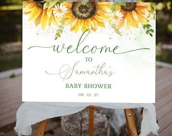 Sunflower Baby Shower Welcome Sign Template (Digital Download)