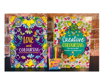 SPECIAL OFFER - 2 adult colouring books with colouring pens