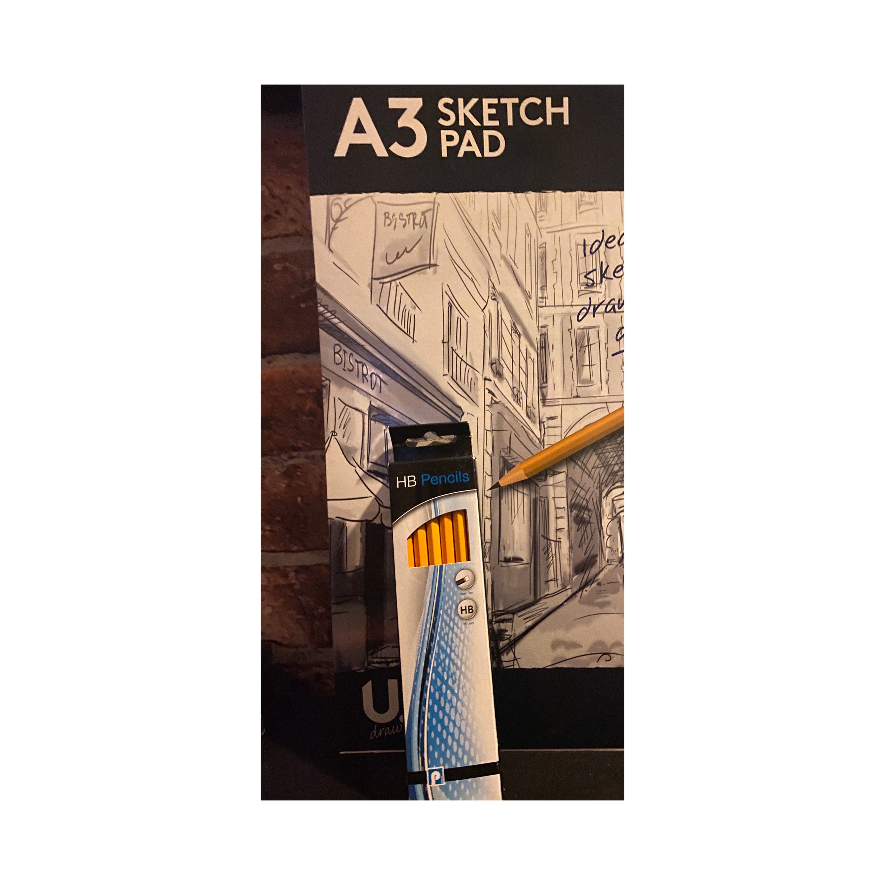Special Offer Drawing Set 1 A3 Sketch Pad, 1 Pack of Charcoal Pencils & 1  Pack of HB Pencils 