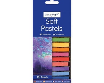 12 Pack Artists Soft Pastels Half Stick Assorted Colours Art Craft Colouring Set