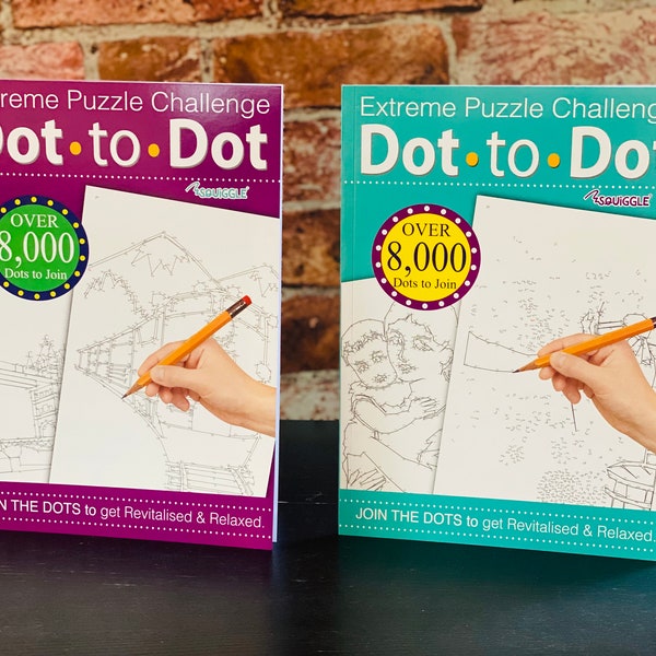 2x Dot To Dot Extreme Puzzle Drawing Book Challenge for Grown-Ups Adults Assorted Colour