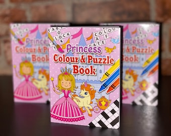 A6 Princess Colour & Puzzle Books | Princess party favours | A6 colouring book | Party bag fillers | Lucky dip prizes