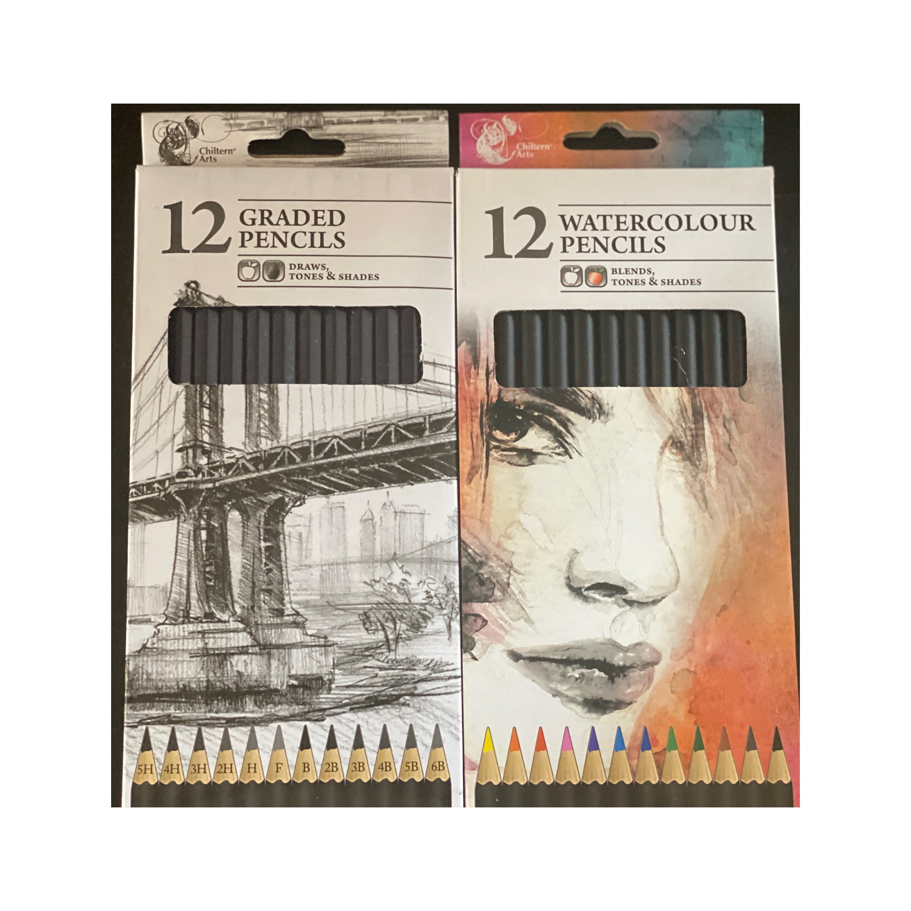 12 Watercolor Pencils, Derwent Inktense Blocks Watercolor Water