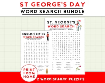 St. George's Day Wortsuche-Bundle, St. George Aktivitätspaket, Aktivitäten im Klassenzimmer, St. George's Day Party, Wortsuche für Kinder und Erwachsene