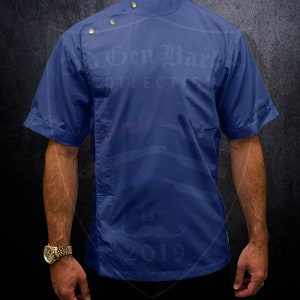 Barber Cut Jacket / Smock “Gilles” Barberpole Blue