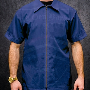 Barber Cut Jacket / Smock “Professor” Barberpole Blue.