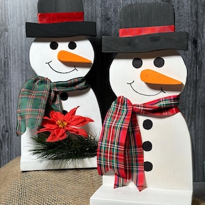 Handmade Wooden Snowman | Rustic Farmhouse Winter Decor