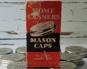 Vintage Home Canners Mason Caps Set - Mason Jar Lids - Home Canners Mason Caps for Use on Mason Jars - For All Methods of Canning -Set of 10