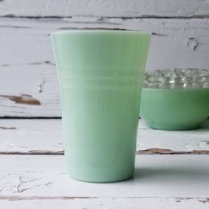 Jadeite Glass Tumbler - Jadite Drinking Glass - Green Milk Glass - Jadeite Bathroom Vanity Cup - Vase - Make-Up Brush Holder -