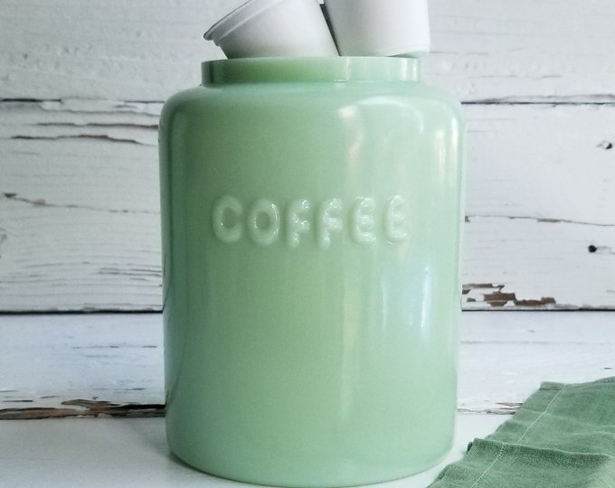 Jadeite Coffee Canister Cracker Barrel Canister Jade Glassware Country