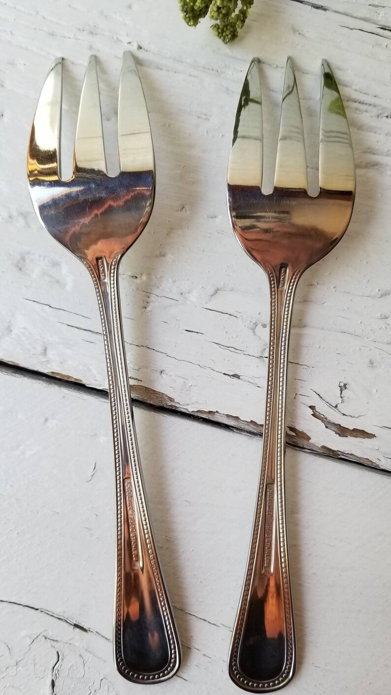 Cuisinart Serving Fork Or Spoon Beaded Stainless 18/10 Serving Utensils CUI8 Bead Handle Meat Fork & Pierced Slotted Spoon 4 Available image 3