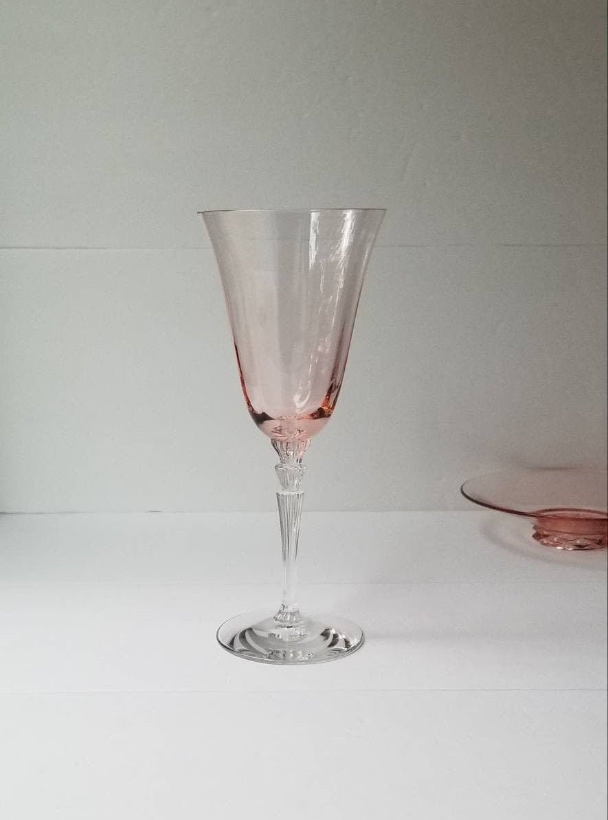 Vintage Pink Wine Glass Fostoria No 5099 Waterfall Stem Etsy