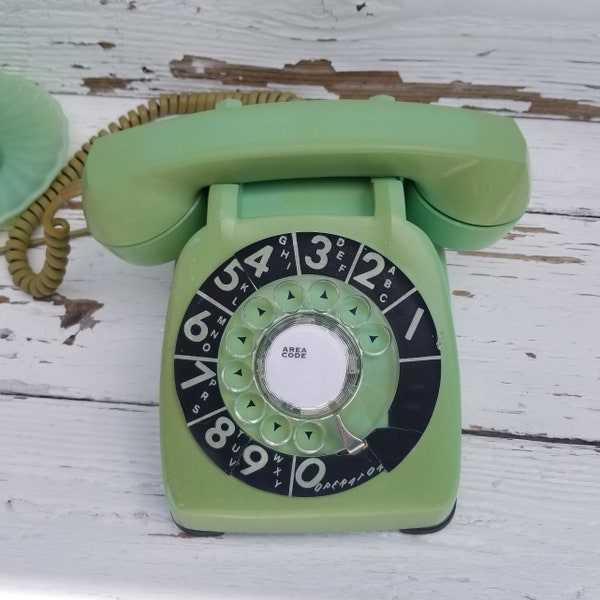Jadeite Green Rotary Phone - Vintage Rotary Desk Telephone - Automatic Electric Co Monophone - AE Desktop Phone - Retro Green Rotary Phone