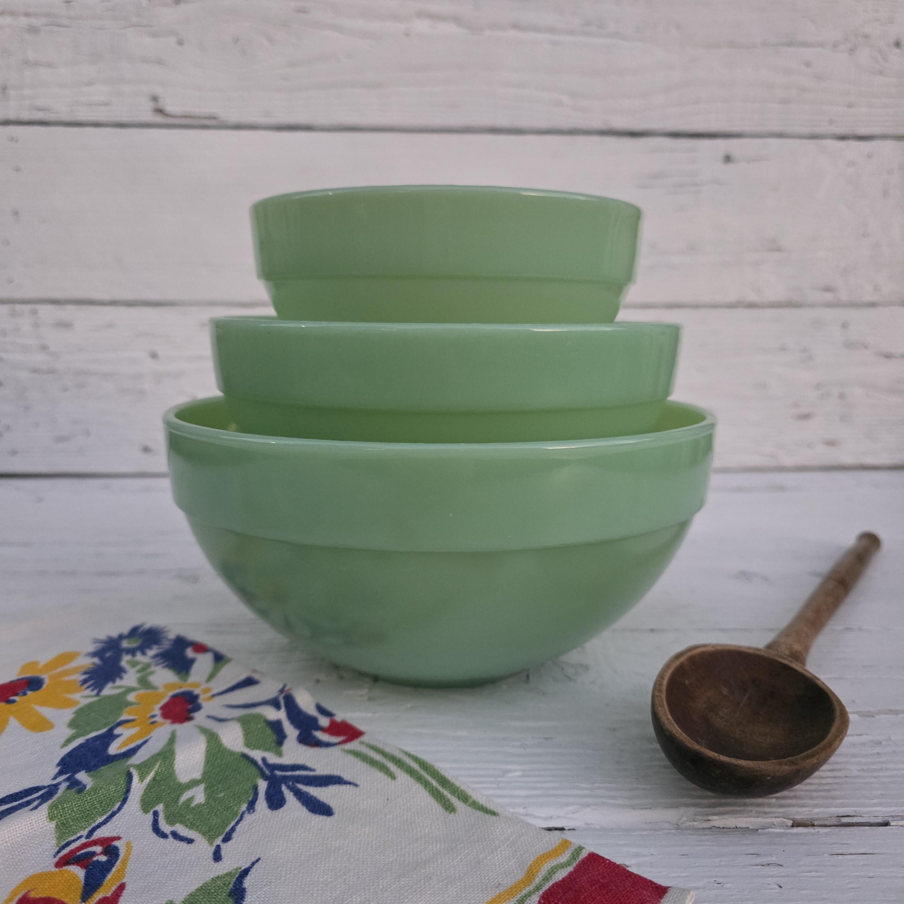 Jadeite Fire King COLONIAL Mixing Bowl Set - Vintage Jadeite
