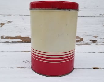 Vintage Red & Cream Canister Tin