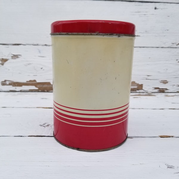 Vintage Red & Cream Canister Tin