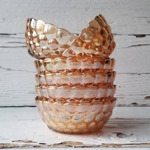 Fire King Bubble Fruit Dessert Bowl - Vintage Anchor Hocking Iridescent Bubble Dessert Bowl - Scalloped Edge Bubble Bowl - 6 Available