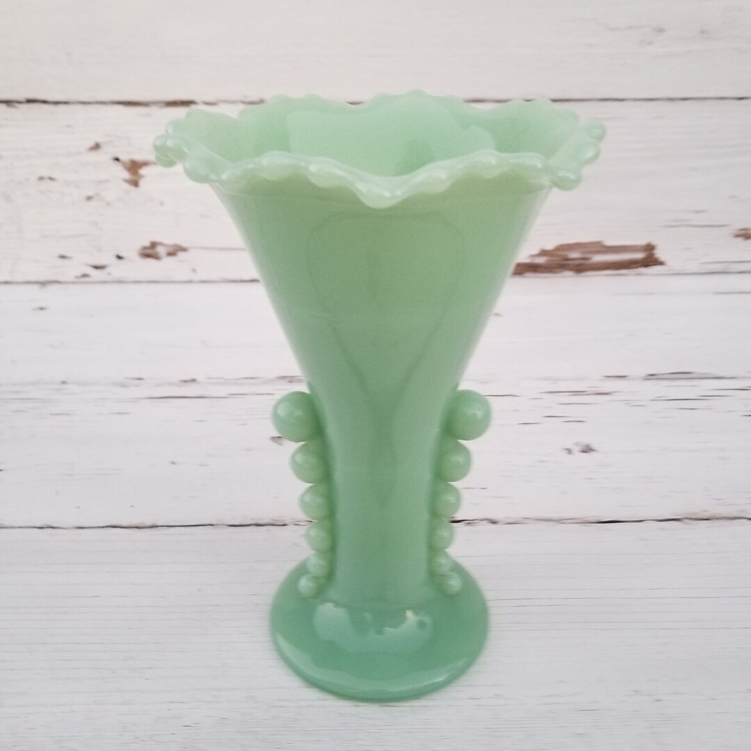 Jadeite Vase Beaded Jadeite Vase Art Deco Vintage Style Etsy
