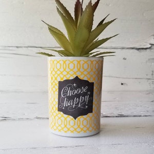 Choose Happy Artificial Succulent Planter - Faux Succulent Spring Planter - Birthday Mother&#39;s Day Thank You Gift - Home Decor - Choose Happy