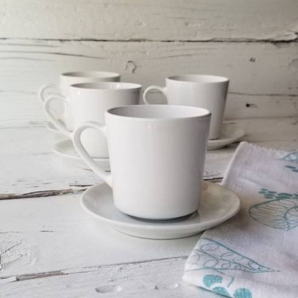 Corning White Cup & Saucer - Centura White Cup By Corning - Ceramic Saucer - Vintage Tea Coffee Cup And Saucer - 4 Available