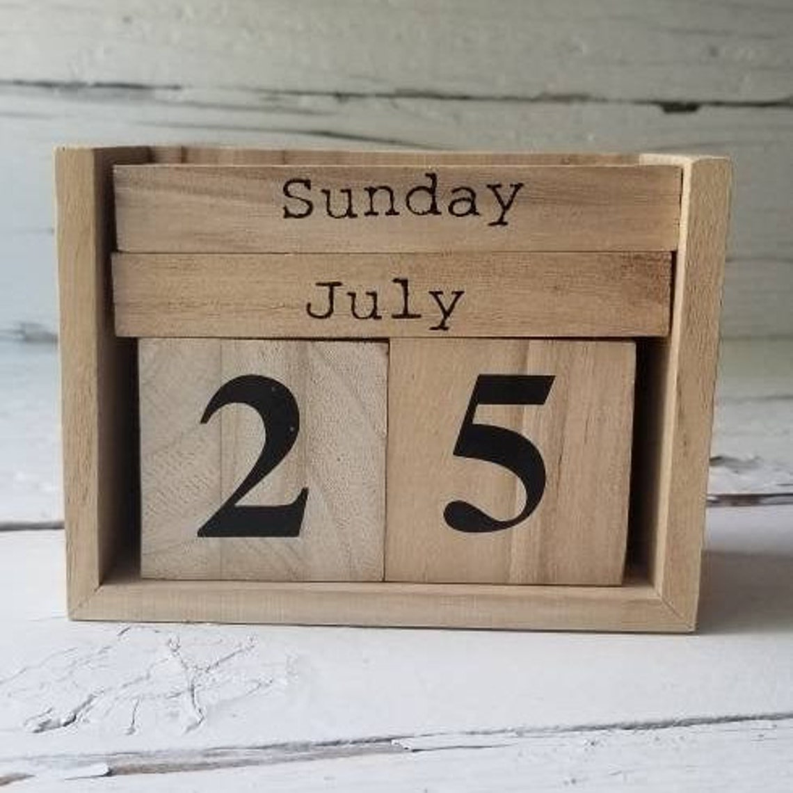 Block Calendar Wood Calendar Perpetual Wooden Block Etsy