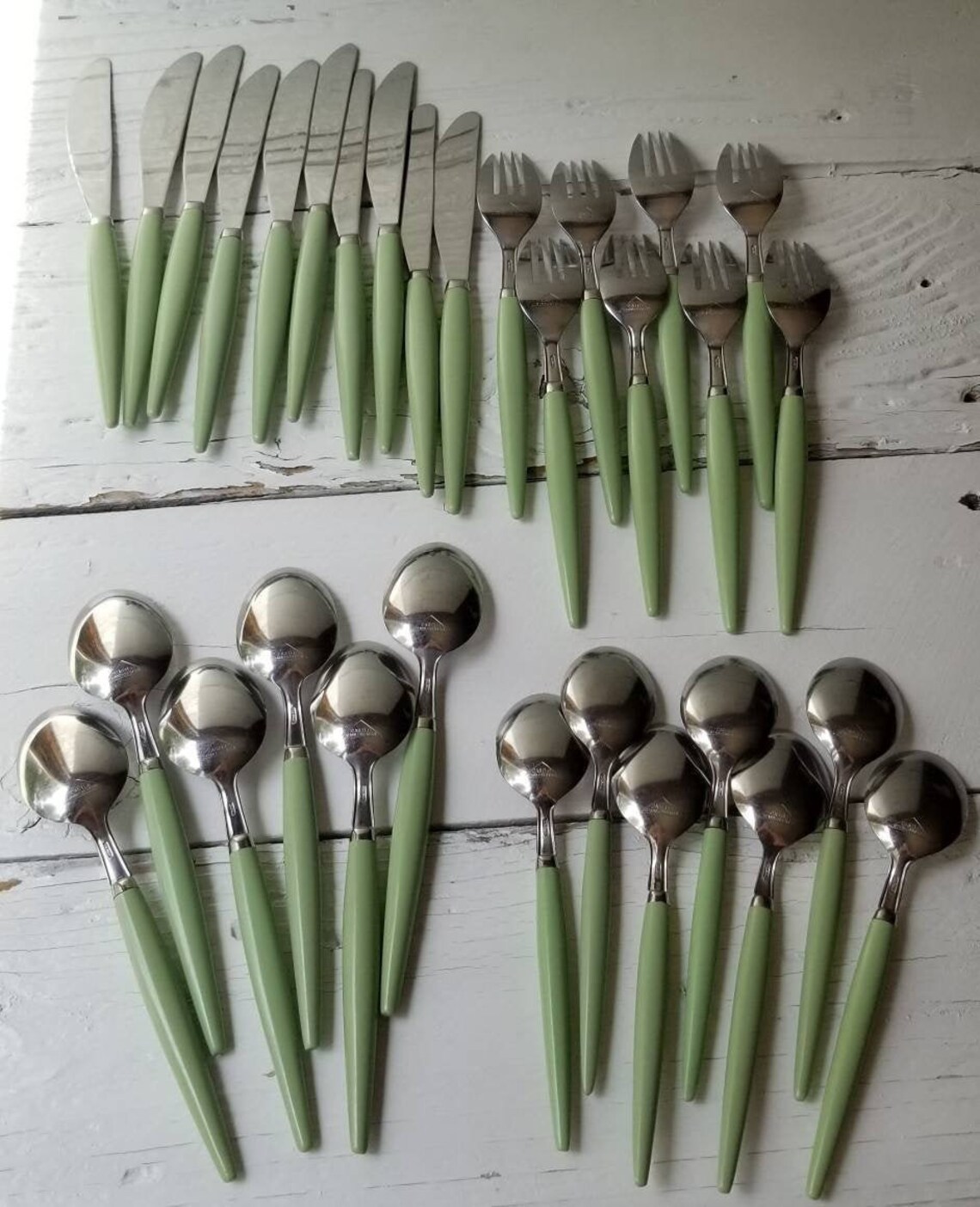 Vintage Castle Jadeite Green Flatware Stainless Steel & Etsy