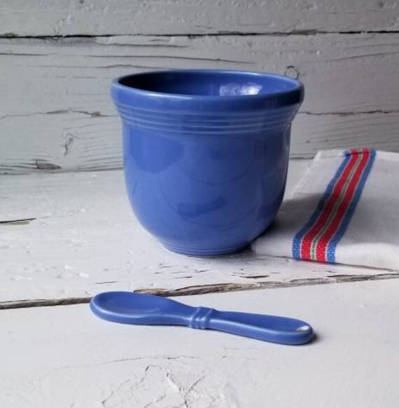 Kitchen & Dining Vintage Ceramic Blue Serving Bowl and Serving Spoon