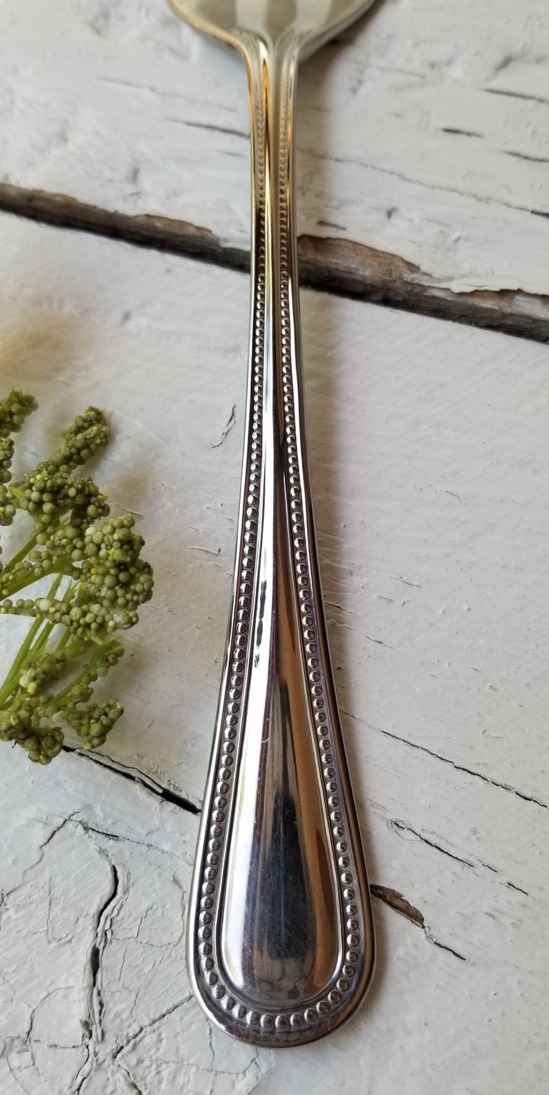 Cuisinart Serving Fork Or Spoon Beaded Stainless 18/10 Serving Utensils CUI8 Bead Handle Meat Fork & Pierced Slotted Spoon 4 Available image 4