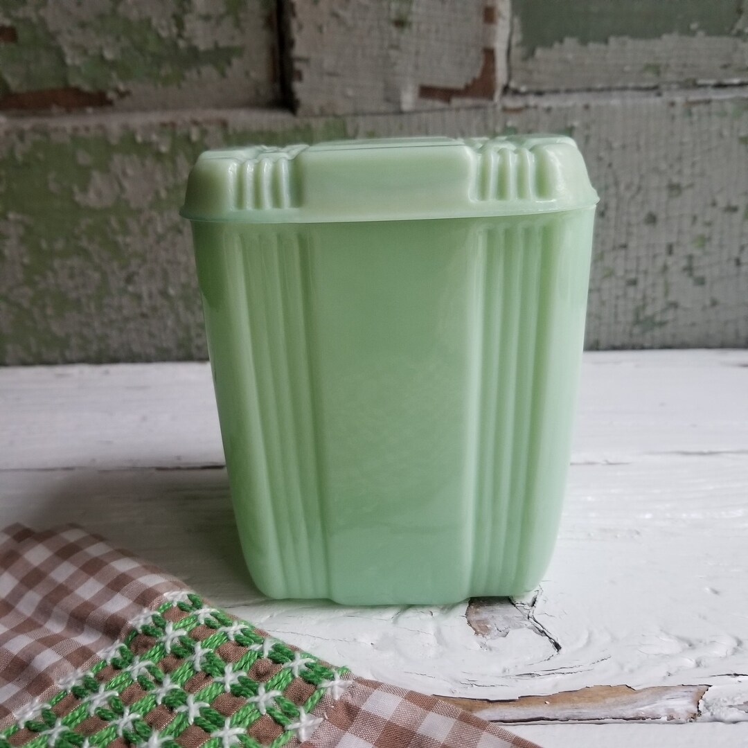 Jadeite Canister & Lid Criss Cross Jadeite Canister Cracker Barrel Jade