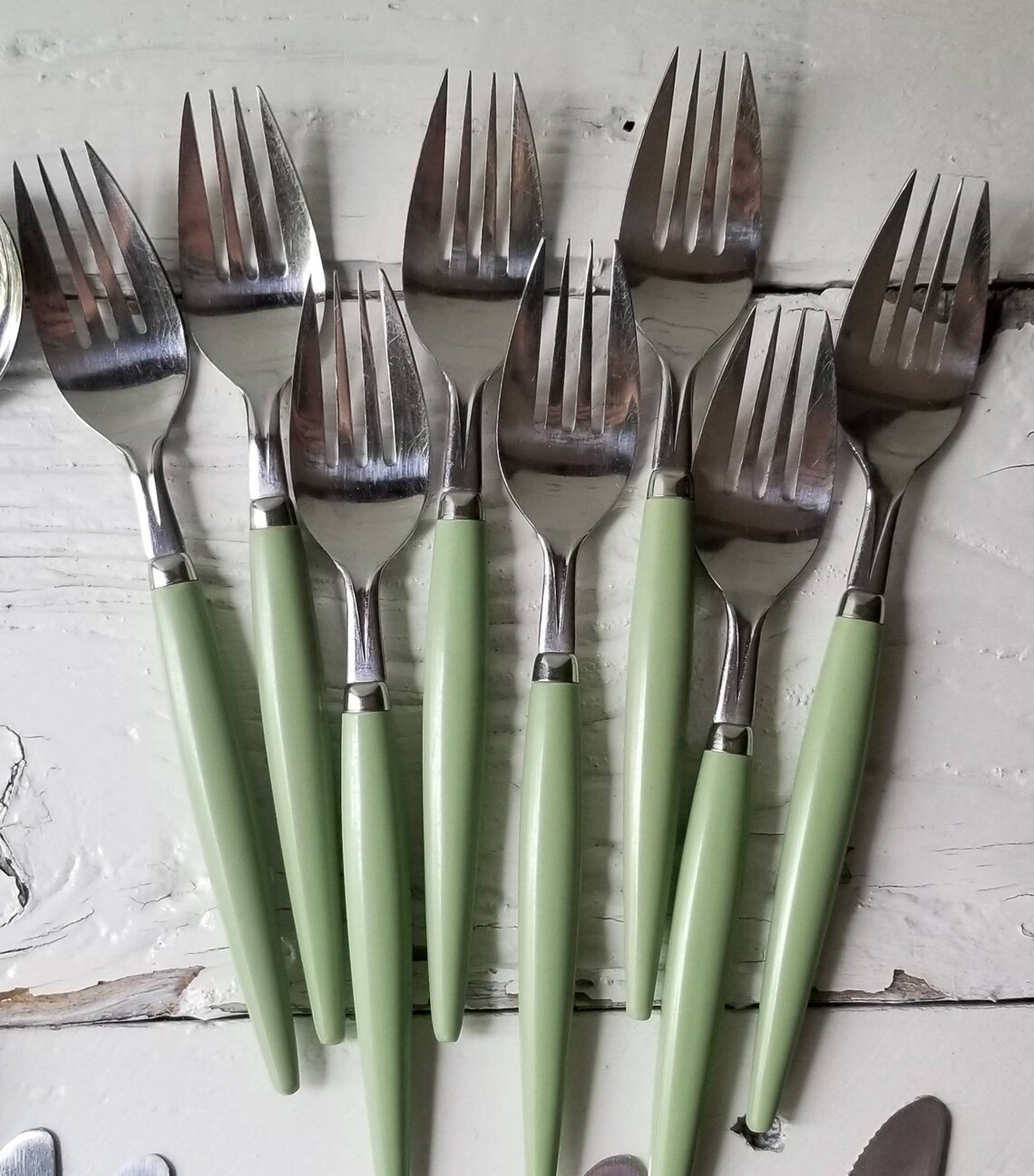 Vintage Castle Jadeite Green Flatware Stainless Steel & Etsy