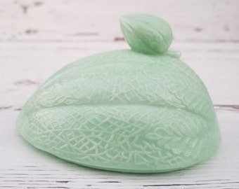 Jadeite Melon LID ONLY - Martha By Mail LE Smith Melon Cover - Green Milk Glass - Vintage Martha Stewart Jadite Candy Dish Lid Only