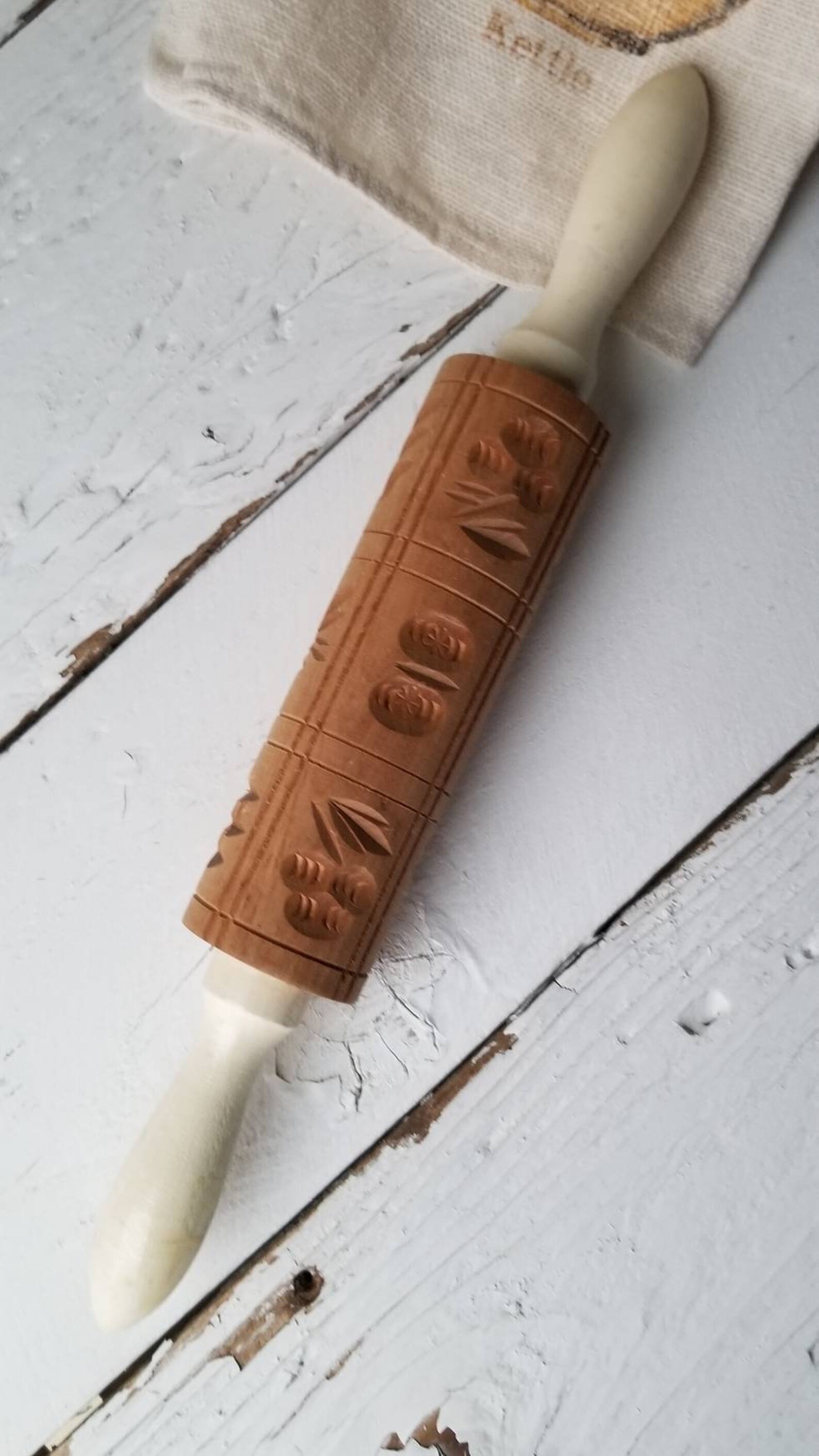 Vintage Rolling Pin NEW Springerle Hand Carved Wood Rolling Etsy