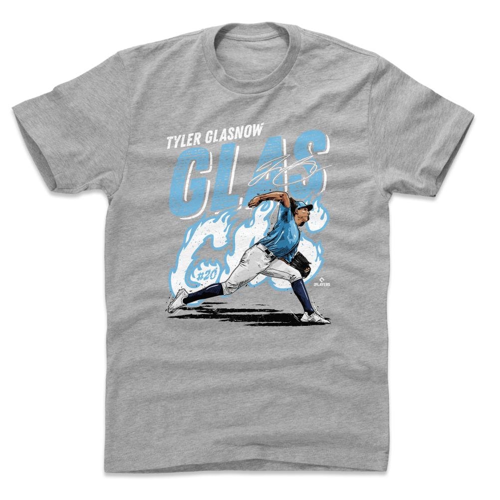 Tyler Glasnow Men's Cotton T-Shirt - Tampa Bay Baseball Tyler Glasnow Glas  Gas WHT