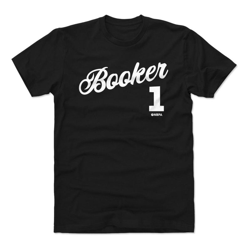 Devin Booker Men/'s Cotton T-Shirt Phoenix Basketball Devin Booker Phoenix Script WHT