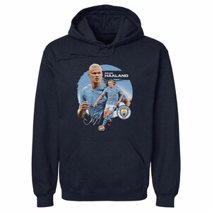 Erling Haaland Men&#39;s Hoodie - Manchester Premier League Erling Haaland Manchester City Dual WHT